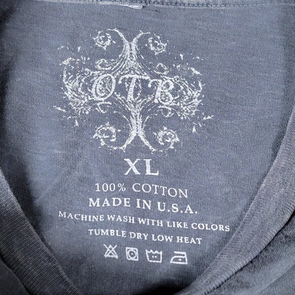 Vintage OTB One True Brand‎ T-Shirt Mens Sz XL Gray Skull Spade Gothic Biker USA - Picture 7 of 9